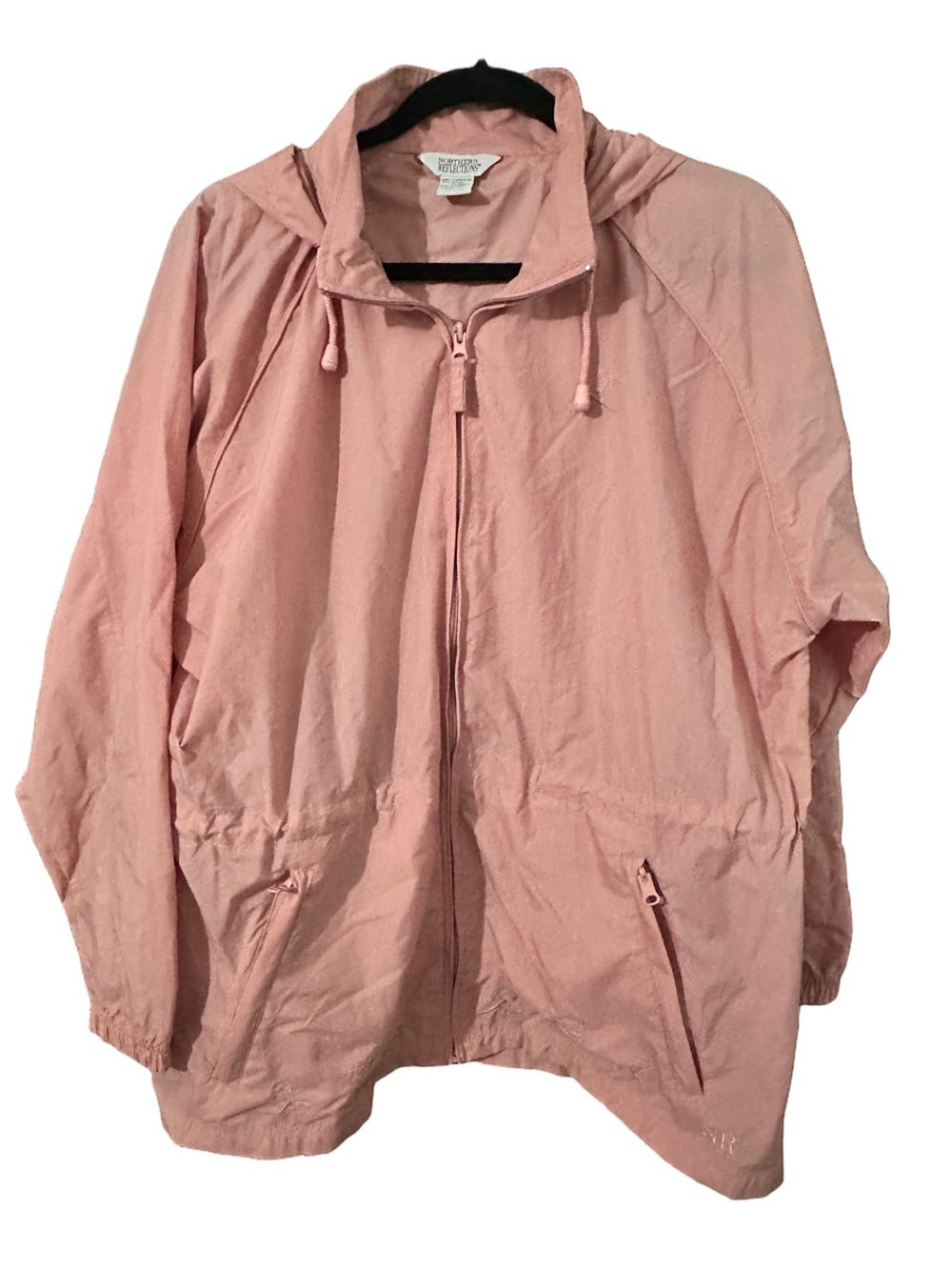 Northern Reflections Pink Hooded Lightweight Utility Jacket Embroidery Sz XL Vtg